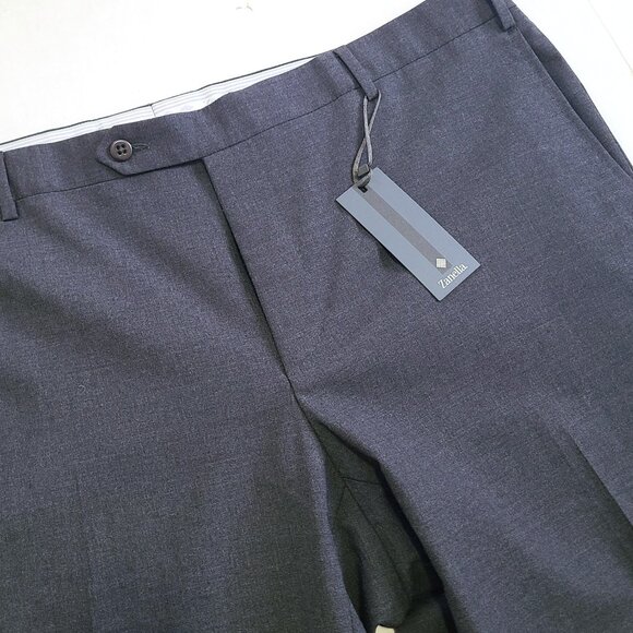 Zanella Parker Wool Stretch Trouser Sz 44 Flat Front Made in Italy $398 - Picture 1 of 14